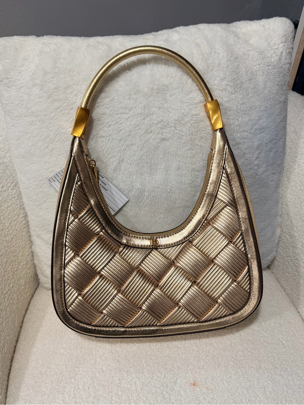 Donna Karan Metallic Gold Woven Hobo Shoulder Bag